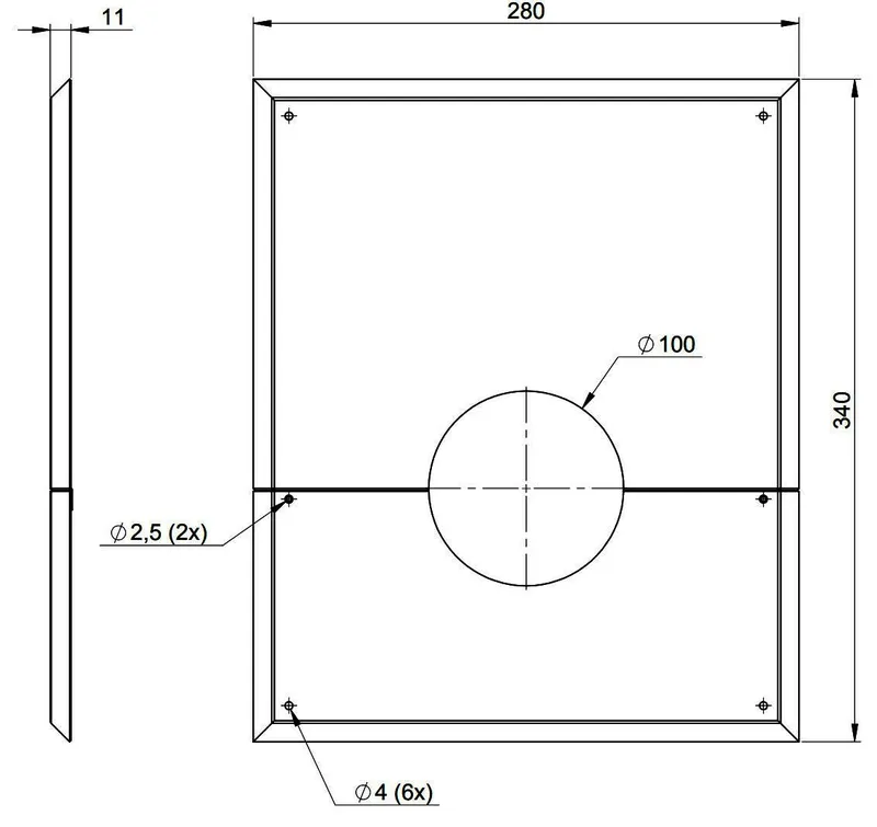 MHG Wandblende geschlossen DN60/100 für Abgassystem Atec