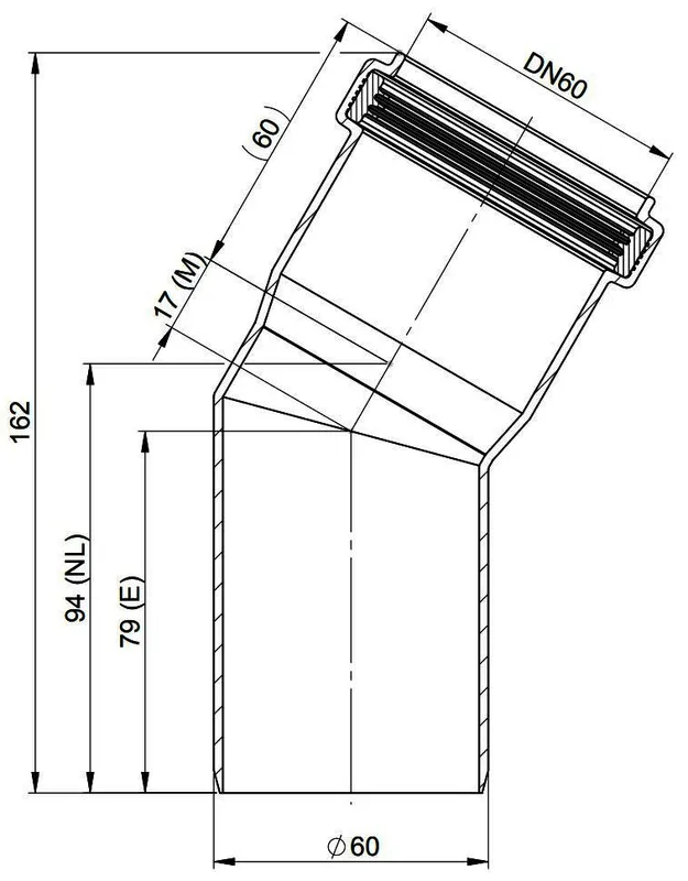 MHG Bogen 30Grad, DN 60 für Abgasleitung Atec