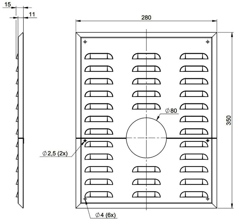 MHG Wandblende mit Hinterlüftung DN80,f.Abgasleitung AWT
