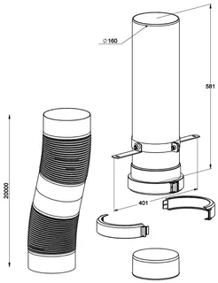 MHG Rohr, flex, 20,0m, DN160 für Abgasleitung Atec