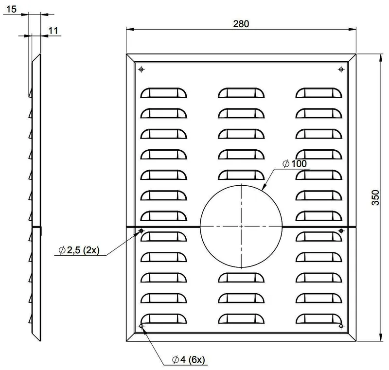 MHG Wandblende mit Hinterlüftung DN 100