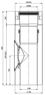 MHG Revisions-Doppelrohr DN 80/125 Aussenwand WhP, weiß,Edelstahl