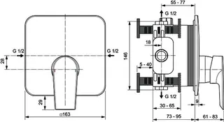 Ideal Standard Brausearmatur UP Edge, Bausatz 2, Rosette d:163mm, Chrom – Bild 4