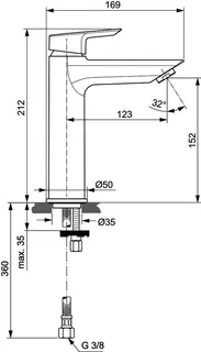 Ideal Standard Waschtisch-Armatur Tesi, Grande, BlueStart, 5 l/min., o.Ablgarn., Ausld.123mm, Chrom – Bild 2