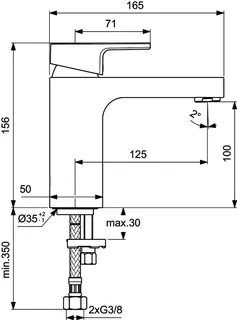 Ideal Standard Waschtischarmatur Edge, 5 l/min., o.Ablgarn., Ausld. 125mm, Chrom – Bild 4