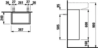 Laufen WTU SONAR 240x387x600 1Tür Scharn.li Push/Pull f.WT H815341 kupfer – Bild 2