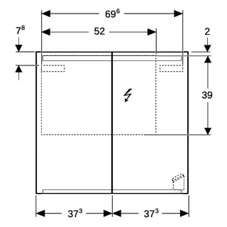 Geberit Option Spiegelschrank mit Beleuchtung zwei Türen, 75x70x15cm – Bild 4