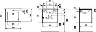 Laufen WT+WTU PRO S SET 500x600x545 1 Hahnlochmit Überlauf 2 Schubl. Griffmulde we/we glzd – Bild 2
