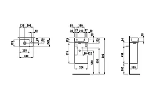Laufen WT+WTU VAL SET 220x340x640 1 Hl mit Überlauf 1 Tür Scharn. rechts m.Griff we/multicolor – Bild 2