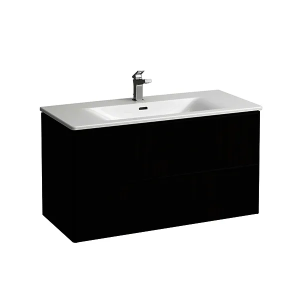 Laufen WT+WTU PALACE SET 450x1000x545 1 Hahnloch m.Ül 2Schubl m.Griff schwarz we/ulme dkl