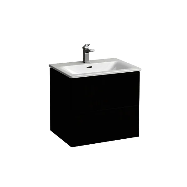 Laufen WT+WTU PALACE SET 450x600x545 1 Hahnloch 2Schubl. m.Griff schwarz we/ulmedunkel