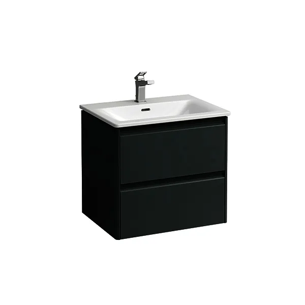 Laufen WT+WTU PALACE SET 450x600x545 1 Hahnloch 2Schubl. m.Griff schwarz we/verkehrsgrau