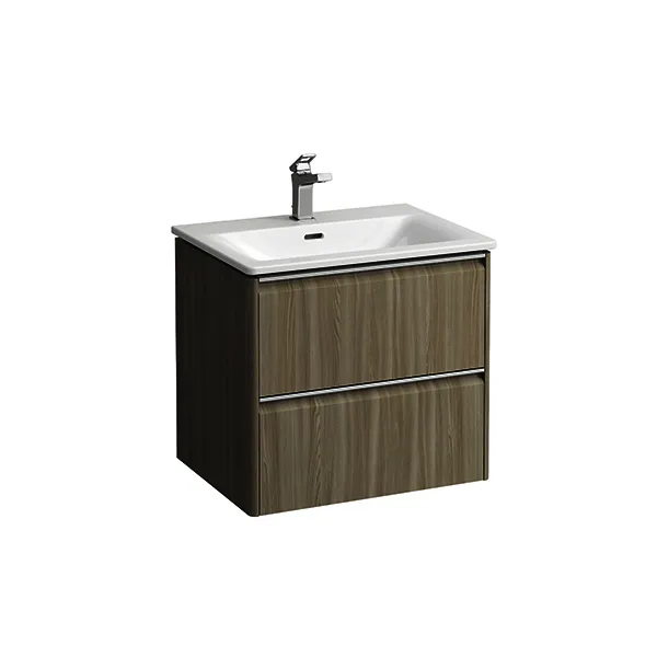 Laufen WT+WTU PALACE SET 450x600x545 1 Hahnloch 2Schubl. m.Griff alu. weiß/ulme hell