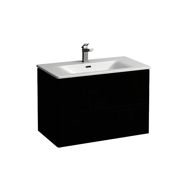Laufen WT+WTU PALACE SET 450x800x545 1 Hahnloch 2Schubl. m.Griff schwarz we/ulme dunkel