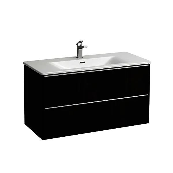 Laufen WT+WTU PALACE SET 450x1000x545 1 Hahnloch m.Ül 2Schubl m.Griff alu. we/ulme dunkel