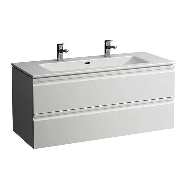 Laufen WT+WTU PRO S SET 500x1200x545 2 Hahnlochmit Überlauf 2 Schubl. Griffmulde we/eiche hell