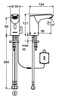 SCHELL Waschtisch-Arm. XERIS E HD-M, Elektron. Mischw., Batteriebetrieb, small, chrom – Bild 3