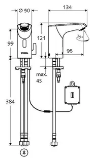 SCHELL Waschtisch-Arm. XERIS E HD-M, Elektron. Mischw., Batteriebetrieb, small, chrom – Bild 4
