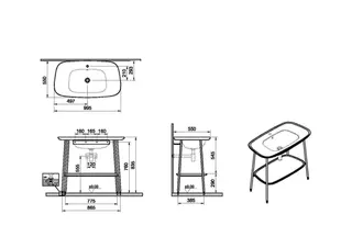 VitrA Set Möbelwaschtisch + Unterbau Plural 995 mm Eiche Dunkel Echtholz Weiß HGL – Bild 2