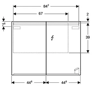Geberit Option Spiegelschrank mit Beleuchtung zwei Türen, 90x70x15cm – Bild 4