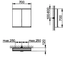 Keuco Royal Modular 2.0 SPS, bel. 80021, Vorb,2Steckd,sb-elox,700x700x120mm – Bild 2