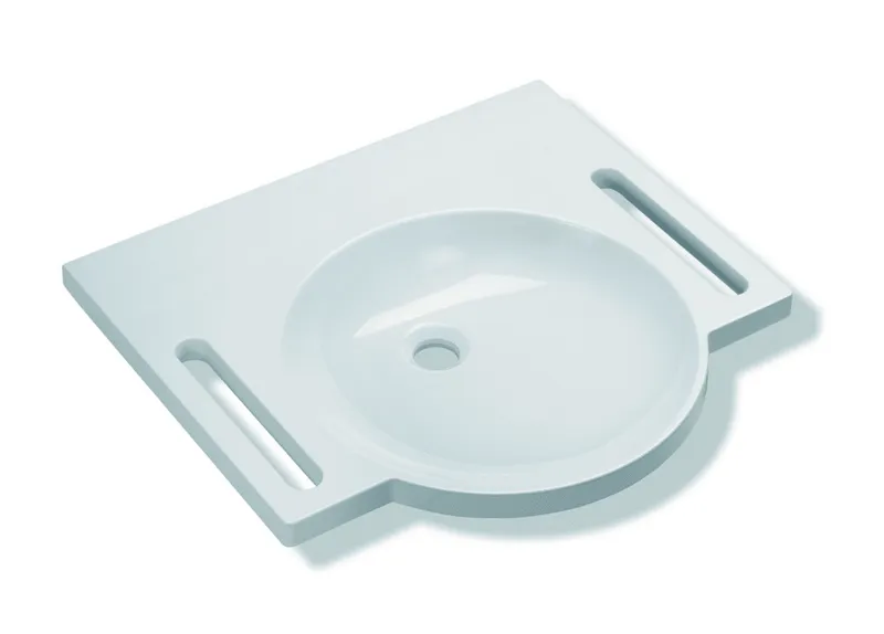 HEWI Waschtisch mit Griffmulden, 600 x 550mm, o. Überlauf, o. Hahnloch