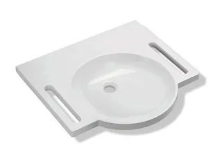 HEWI Waschtisch mit Griffmulden, 600 x 550mm, o. Überlauf, o. Hahnloch – Bild 2