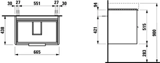 Laufen WTU BASE 438x665x515 2 Schubl m.Griff f.WT H810967 multicolor – Bild 2
