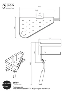 Giese Duschkorb Newport mit Halter für Rasierer,Haken und Wischer Eckmodell – Bild 2