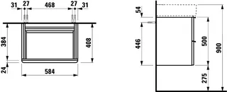 Laufen WTU SPACE 408x584x500 2 Schubl m.Griff f.WT H810283 nussbaum hell – Bild 3