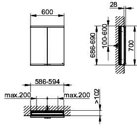 Keuco Royal Modular 2.0 SPS, bel. 80021, Einb,2Steckd,sb-elox,600x700x120mm – Bild 2