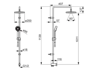 Kopfbrause-Set HANSABASICJET 4438 3-strahlig Ausld. 407 mm DN 15 chr – Bild 2