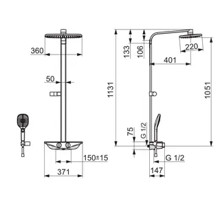 Regenbrause-Duscharmatur HANSAEMOTION 5865 3-strahlig DN15 chr/Weiss – Bild 3