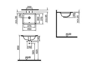 VitrA Unterbauwaschtisch S20 375 x 300 mm rechteckig Überlaufloch Weiß Hochglanz – Bild 2