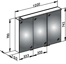 Keuco Spiegelschrank Royal L1 13604, m. Schubk., silber-eloxiert,1000x742x150 mm – Bild 3