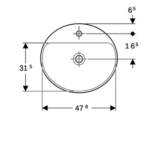 Geberit VariForm Einbauwaschtisch, oval mit HLB, 50x45cm, ohne Überlauf, weiß gl – Bild 5