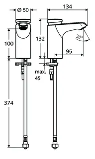 SCHELL Waschtisch-Armatur XERIS SC HD-K Selbstschl., Kaltwasser, small, chrom – Bild 2