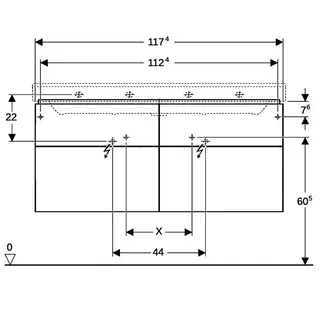 Geberit Xeno2 Unterschrank f. Waschtisch m. B:120cm m. 4 Schubl., 117,4x53x46,2cm, scul.grau – Bild 4