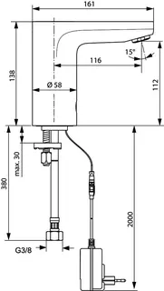 Ideal Standard Sensor-Waschtisch-Armatur Ceraplus, o.Misch., Netzbetrieben, Ausld.116mm, Chrom – Bild 5