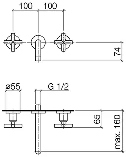 Dornbracht Waschtisch-Wandbatterie ohne Ablaufgarnitur TARA 36707892 Platin – Bild 3