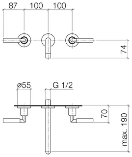 Dornbracht Waschtisch-Wandbatterie ohne Ablaufgarnitur TARA 36712882 Chrom – Bild 3