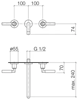 Dornbracht Waschtisch-Wandbatterie ohne Ablaufgarnitur TARA 36717882 Chrom – Bild 3