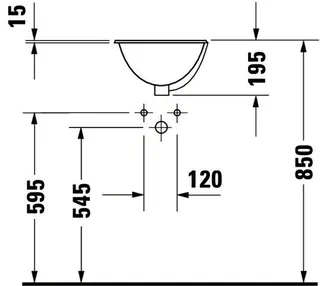 Duravit Einbauwaschtisch Architec Bali 335 mm EB v.ob.,m.ÜL,o.HLB,u.glasiert,weiß – Bild 4