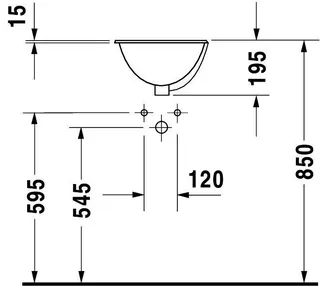 Duravit Einbauwaschtisch Architec Bali 335 mm EB v.ob.,m.ÜL,o.HLB,u.glasiert,weiß – Bild 5