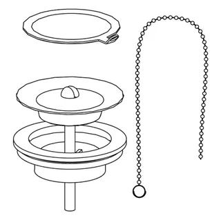 Ablaufgarnitur, Ring, Kette und Ventil, R2120/21/22/23