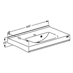 Waschtisch Matrix Medium 900x550x152mm m. HL u Überlauf, m. Bedienknöpfen – Bild 2