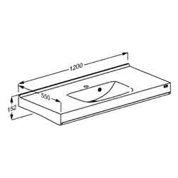 Waschtisch Matrix Medium 1200x550x152mm m. HL u Überlauf, m. Bedienknöpfen – Bild 2