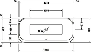 Duravit Happy D.2 Plus Badewanne 1800x800 Freist. Naht.Acrylv.,RS 2 Pos.L/R,Weiß/Graph.SM – Bild 5
