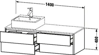 Duravit WTU XSquare, 4 SK, wandh, Becken links 400x1400x548mm, Weiß Matt – Bild 2