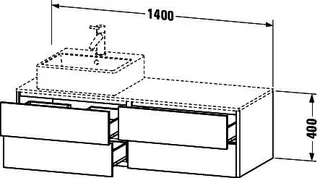 Duravit WTU XSquare, 4 SK, wandh, Becken links 400x1400x548mm, Weiß Matt – Bild 3